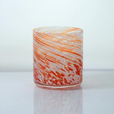 qualidade Hand-blown Orange Swirl Confetti Glass Cup - Artisan Crafted Drinking Glass for Whiskey and Cocktails fábrica