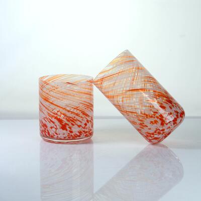 qualidade Hand-blown Orange Swirl Confetti Glass Cup - Artisan Crafted Drinking Glass for Whiskey and Cocktails fábrica