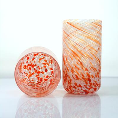 qualidade Hand-blown Orange Swirl Confetti Glass Cup - Artisan Crafted Drinking Glass for Whiskey and Cocktails fábrica