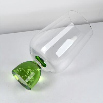 qualidade Copo de vidro de cristal de base de bolhas feito à mão com vidro de cristal livre de chumbo para jantar elegante fábrica