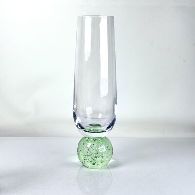 qualidade Conjunto de 2 taças de champanhe sopradas à mão, base de esfera de bolha verde, flautas sem haste modernas para vinho espumante, prosecco, decoração de casa fábrica