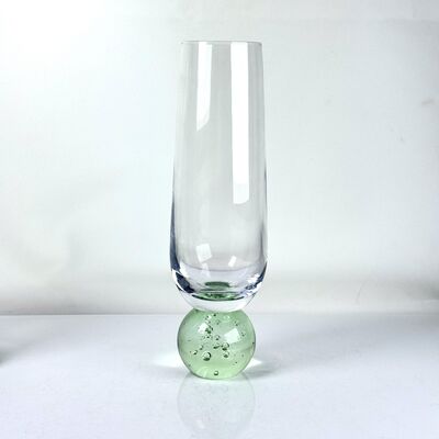 qualidade Conjunto de 2 taças de champanhe sopradas à mão, base de esfera de bolha verde, flautas sem haste modernas para vinho espumante, prosecco, decoração de casa fábrica