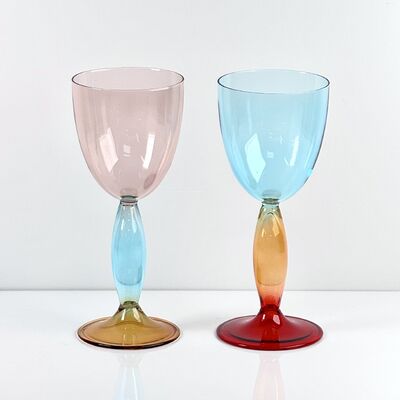 Qualidade Hand-Blown Gradient Color Borosilicate Wine Glasses, Multi-Color Artistic Stem Goblets for Wine, Cocktail, Home Bar & Party Decor fábrica