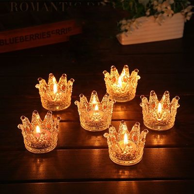 qualidade Romantic Crown Light Mini Votive Candlesticks, Candeeiros de vidro para festas fábrica