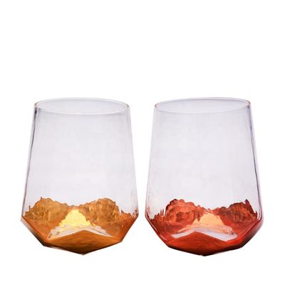 qualidade Customize vidro de vinho de cristal decorado com folha de ouro sem caule fábrica
