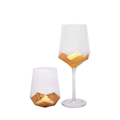 qualidade Customize vidro de vinho de cristal decorado com folha de ouro sem caule fábrica