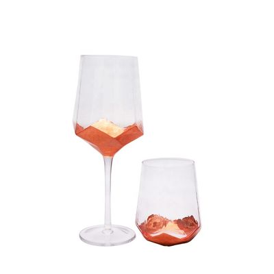 qualidade Customize vidro de vinho de cristal decorado com folha de ouro sem caule fábrica