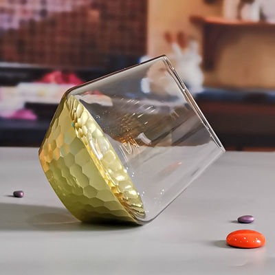 qualidade 400 ml de copos de vinho de cristal de mel de ouro cortado à mão fábrica