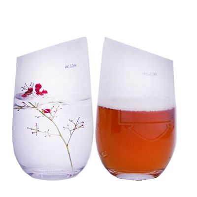 qualidade Bevel Oblique Edge Stemless Crystal Wine Glass Com Ângulo Superior fábrica