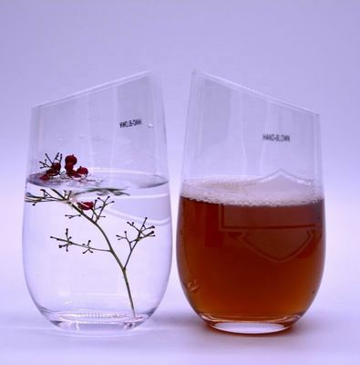 qualidade Bevel Oblique Edge Stemless Crystal Wine Glass Com Ângulo Superior fábrica