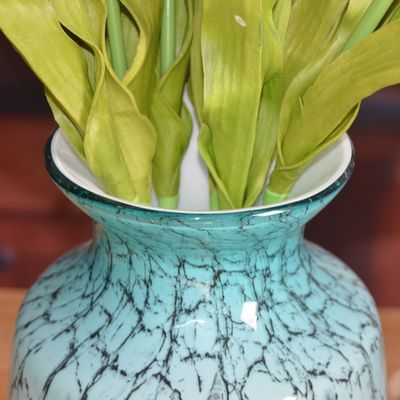 qualidade Vaso de vidro decorativo de cor oriental de mármore, vasos de centro alto para Hotle fábrica