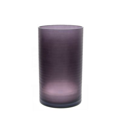 qualidade Vaso de vidro decorativo de cilindro gravado à mão, Vaso de cilindro centrais com padrão fábrica