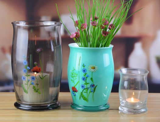 qualidade Vaso clássico de vidro colorido de 15 cm fábrica