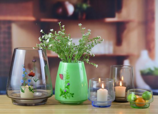 qualidade Vasos de cristal altos de época soprados à mão para peças centrais fábrica