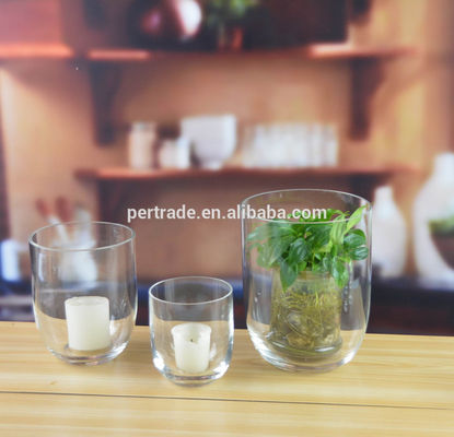 qualidade Customize Cor U Forma Corte à mão Vaso de vidro decorativo fábrica