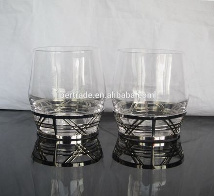 qualidade Retro estilo Metal Base Rock Glass Vidros de uísque feitos à mão, Cristal de uísque fábrica