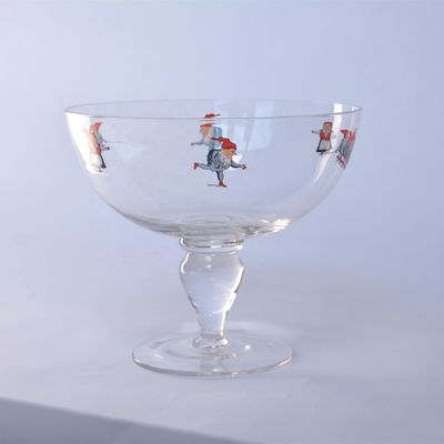 qualidade Taça de frutas de vidro de cristal de grande diâmetro, taça de salada de cristal com suporte fábrica