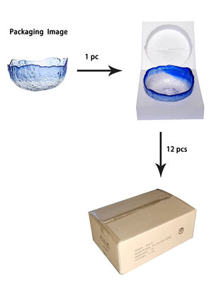 qualidade Padrão martelado, forma irregular, recipiente de salada de cristal fábrica