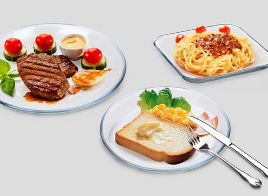 qualidade Placas redondas de carregador de borosilicato resistentes ao calor para microondas fábrica