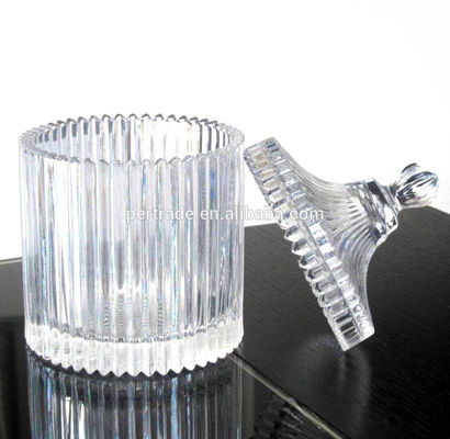 qualidade Casa Faixas em relevo recipiente de vidro grande com tampa fábrica