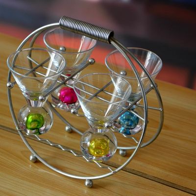 qualidade Hand Made 6 Color Ball Bottom Unique Shot Glass Set fábrica