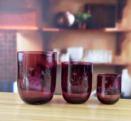 qualidade Customize Cor U Forma Corte à mão Vaso de vidro decorativo fábrica