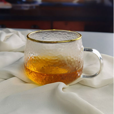qualidade Borosilicato textura martelada tumbler copos de beber com borda de ouro fábrica