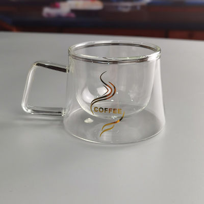 qualidade 200 ml de borosilicato de camada dupla de vidro caneca de café com logotipo dourado fábrica